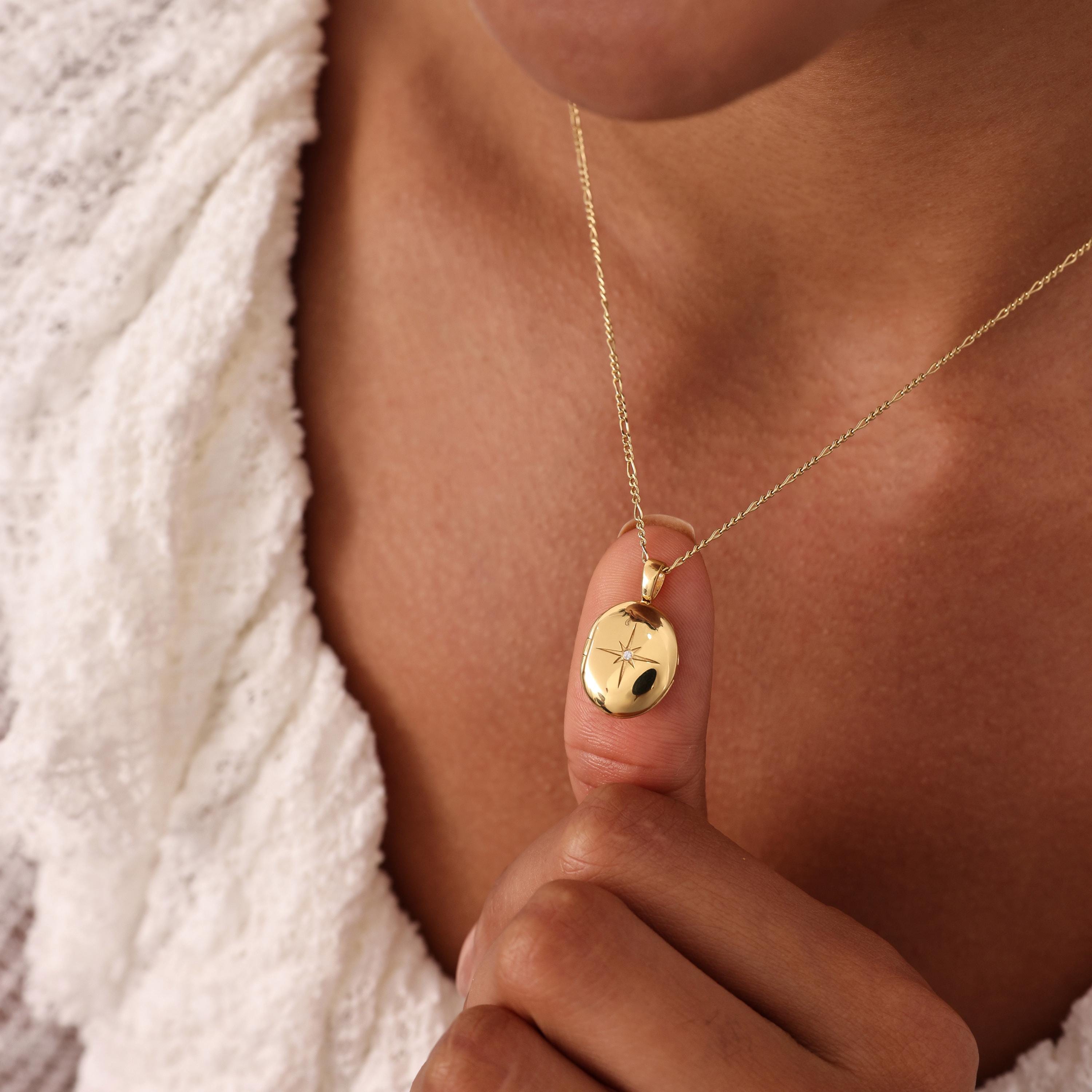 Sunshine Locket Necklace – Personalized Birthstone Oval Pendant Necklace | Sterling Silver & 14K Gold Vermeil N_009