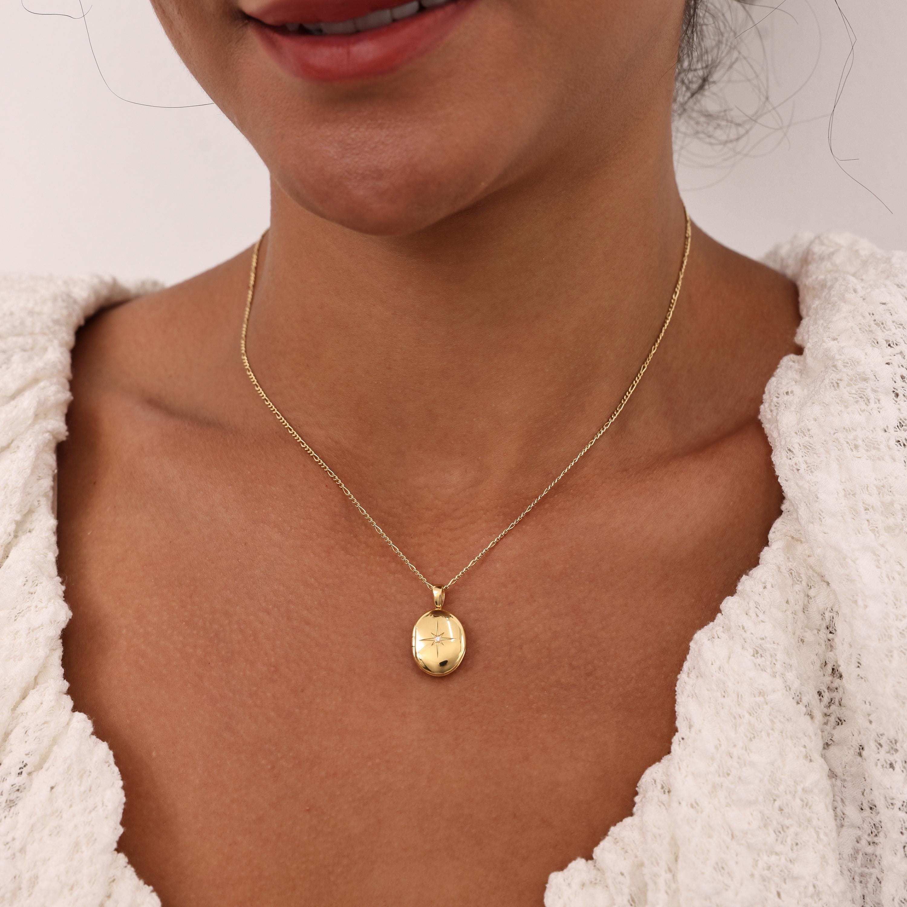 Sunshine Locket Necklace – Personalized Birthstone Oval Pendant Necklace | Sterling Silver & 14K Gold Vermeil N_009