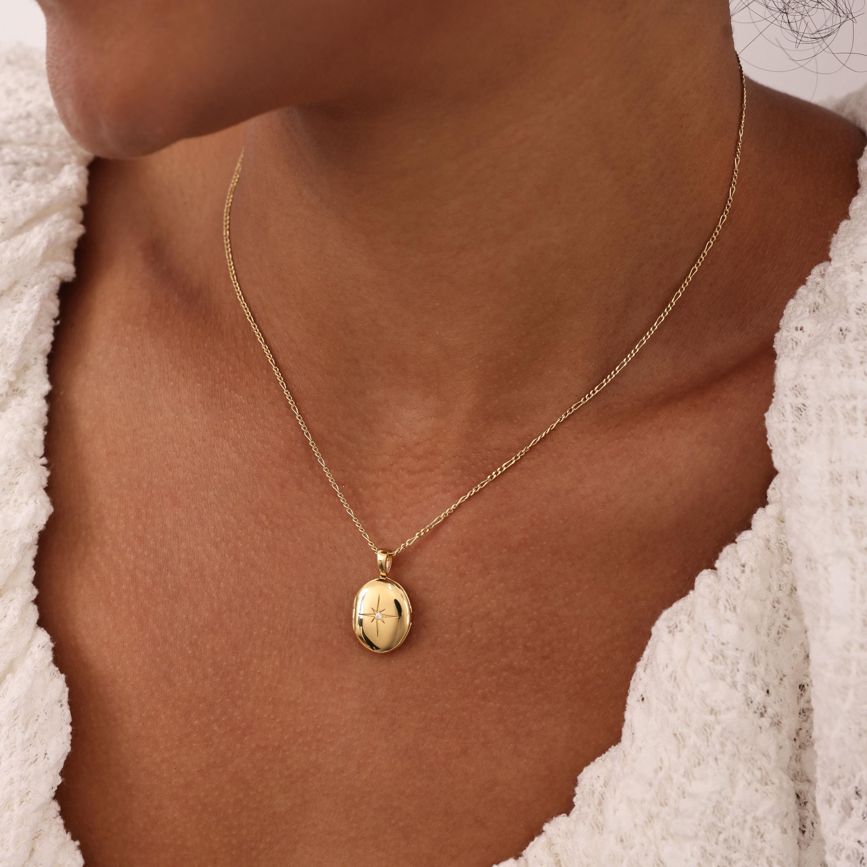 Sunshine Locket Necklace – Personalized Birthstone Oval Pendant Necklace | Sterling Silver & 14K Gold Vermeil N_009