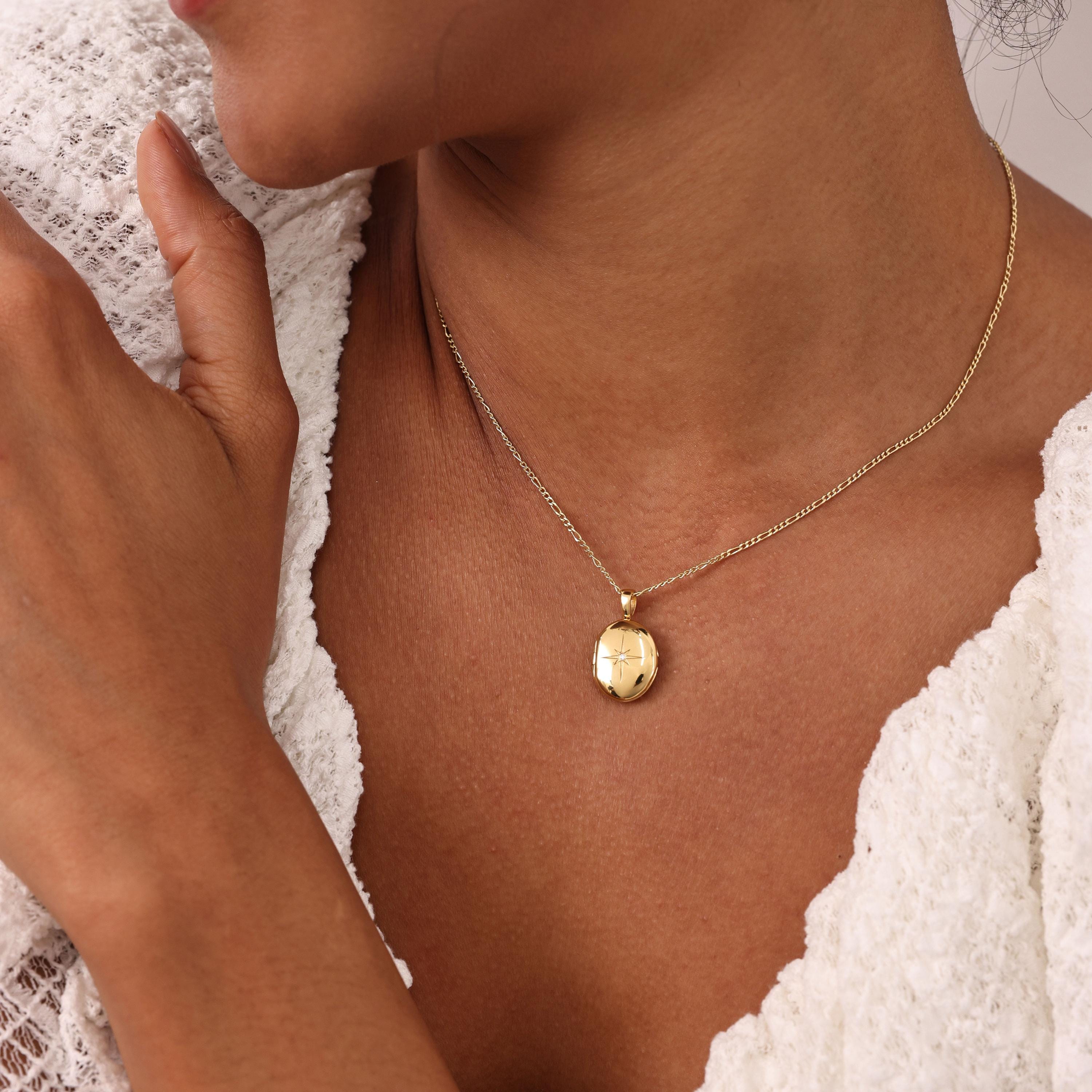 Sunshine Locket Necklace – Personalized Birthstone Oval Pendant Necklace | Sterling Silver & 14K Gold Vermeil N_009