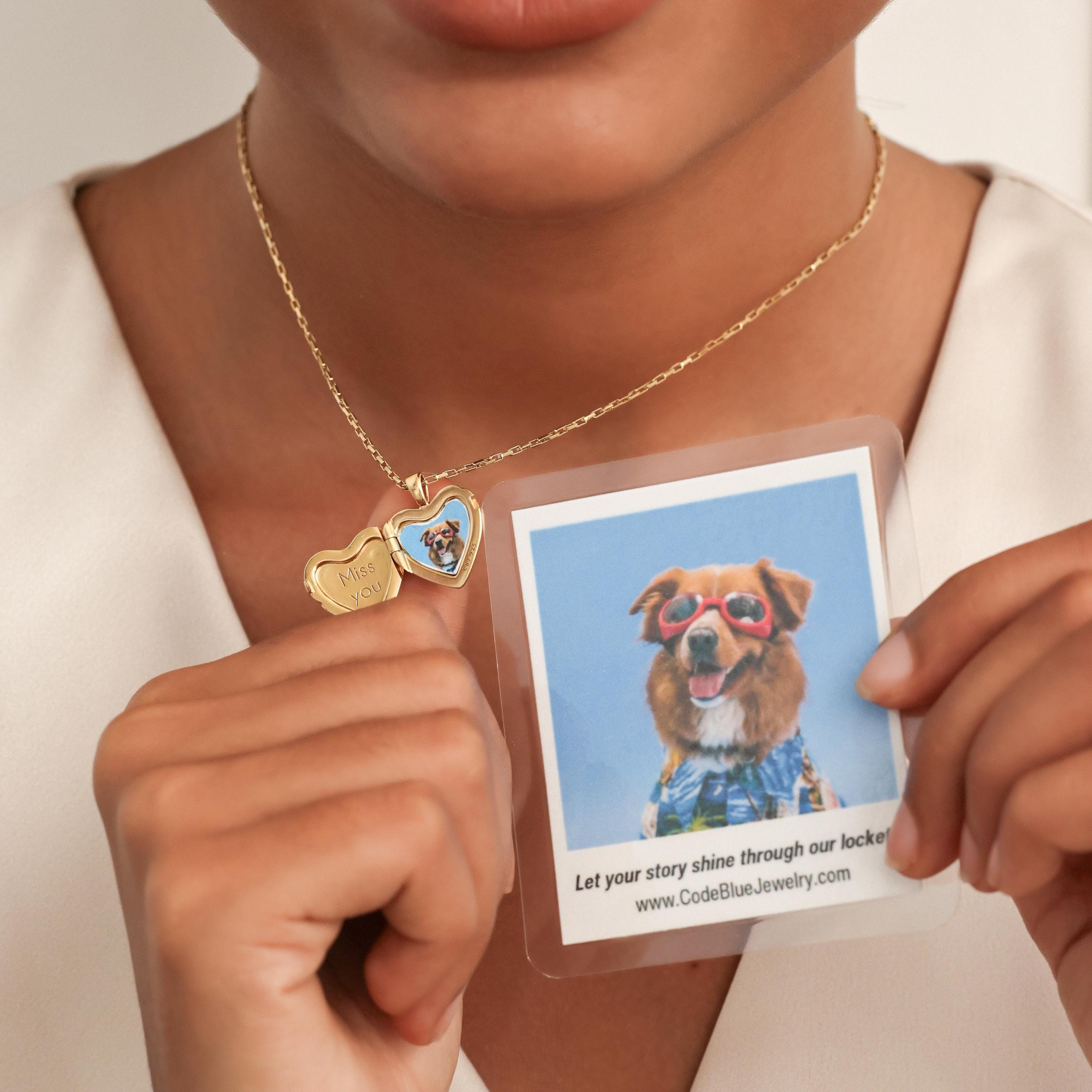 Paw print Locket Necklace By CodeBlue Jewelry | Heart Locket | Personalized Photo Locket | Keepsake Gift | Baby Shower Gifts