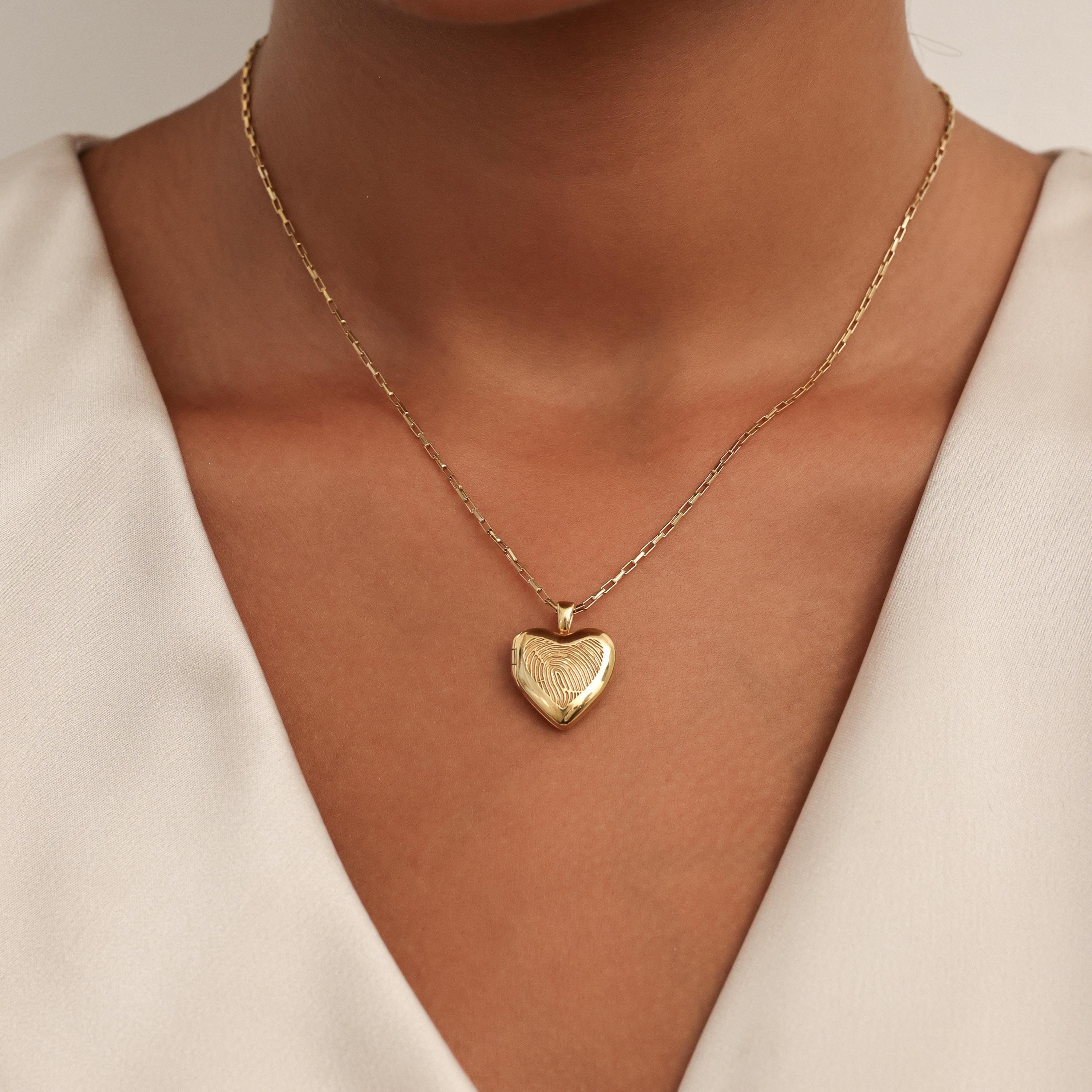 Fingerprint- Handwriting Locket Necklace By CodeBlue Jewelry | Heart Locket | Personalized Photo Locket | Memorial Gifts | Christmas Gifts