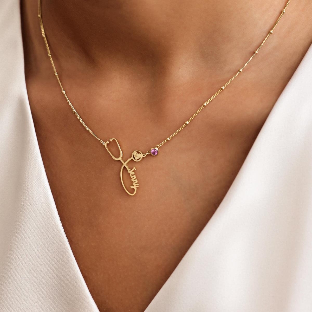Stethoscope Name Necklace with Ball Chain — photo 8