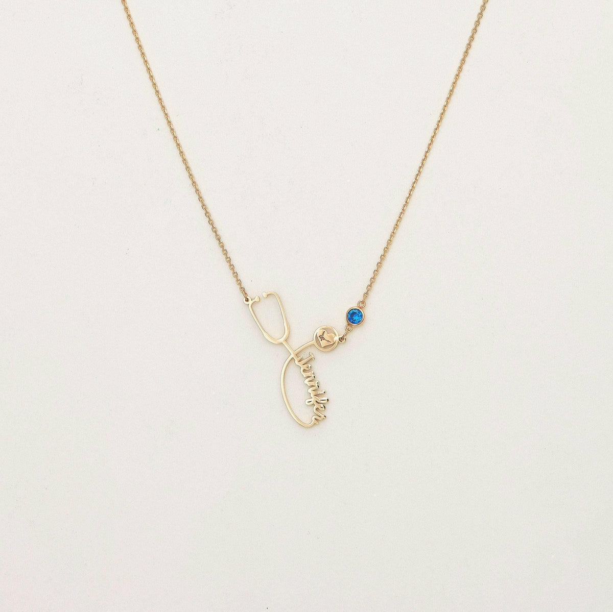 Stethoscope Name Necklace with Figaro Chain — photo 9