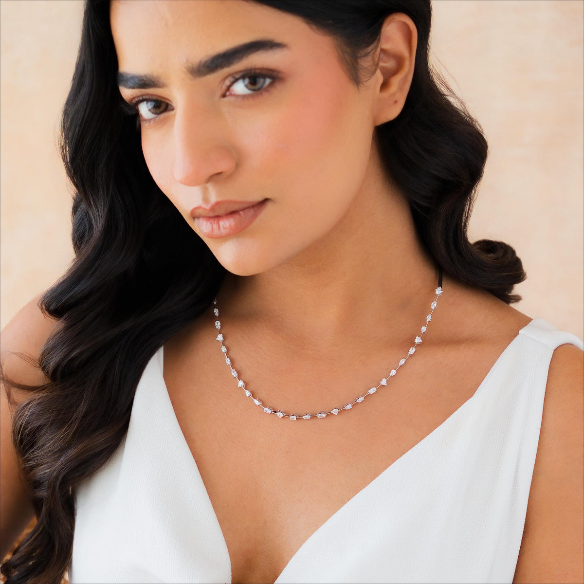 Multi-Shape Half Collar Tennis Necklace
