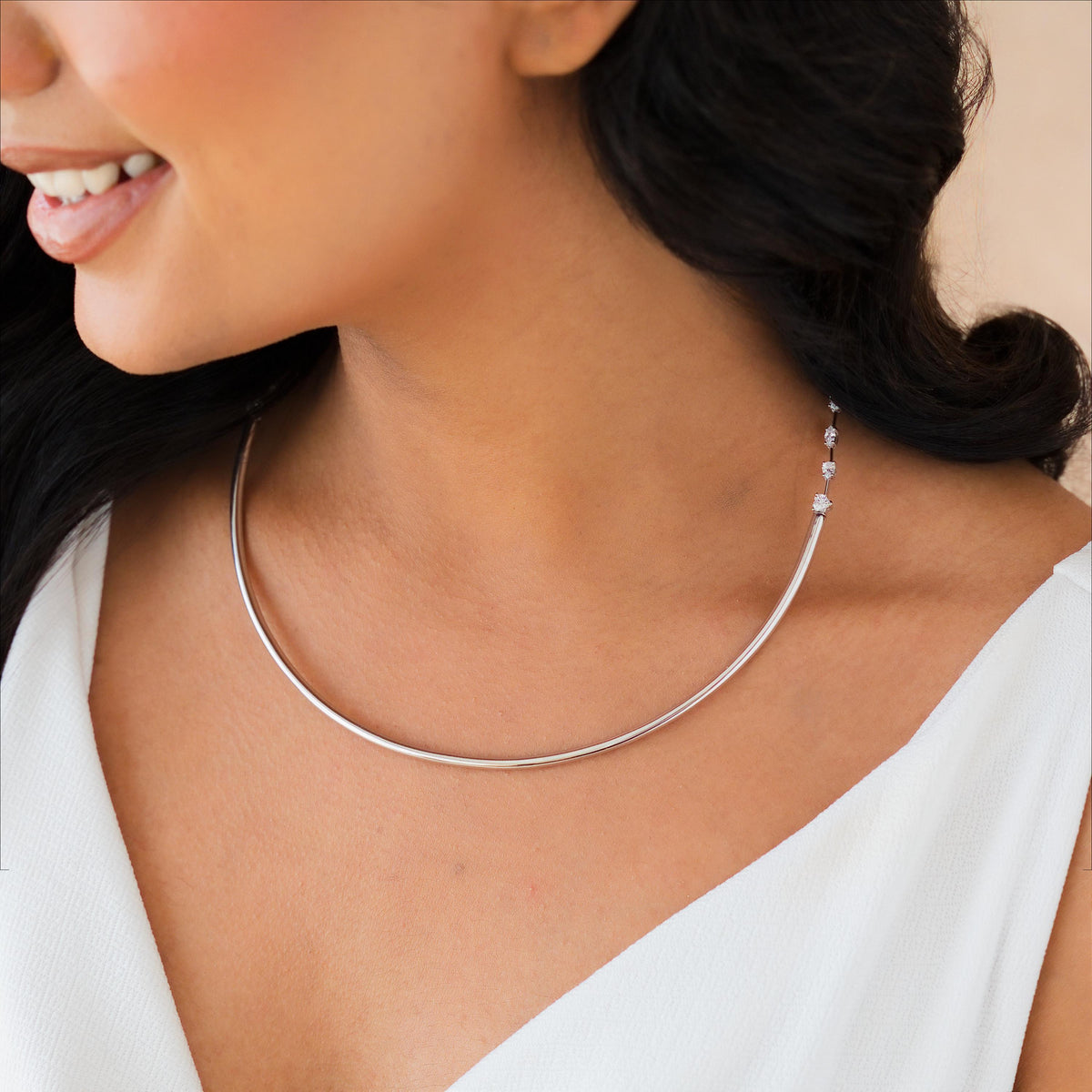 Multi-Shape Half Collar Tennis Necklace