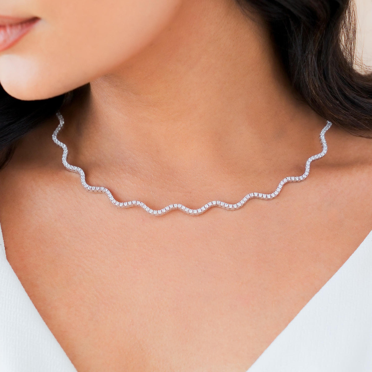 Adjustable Wave Tennis Necklace