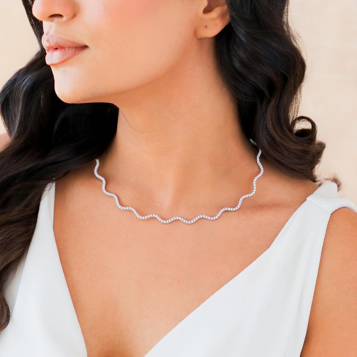 Adjustable Wave Tennis Necklace