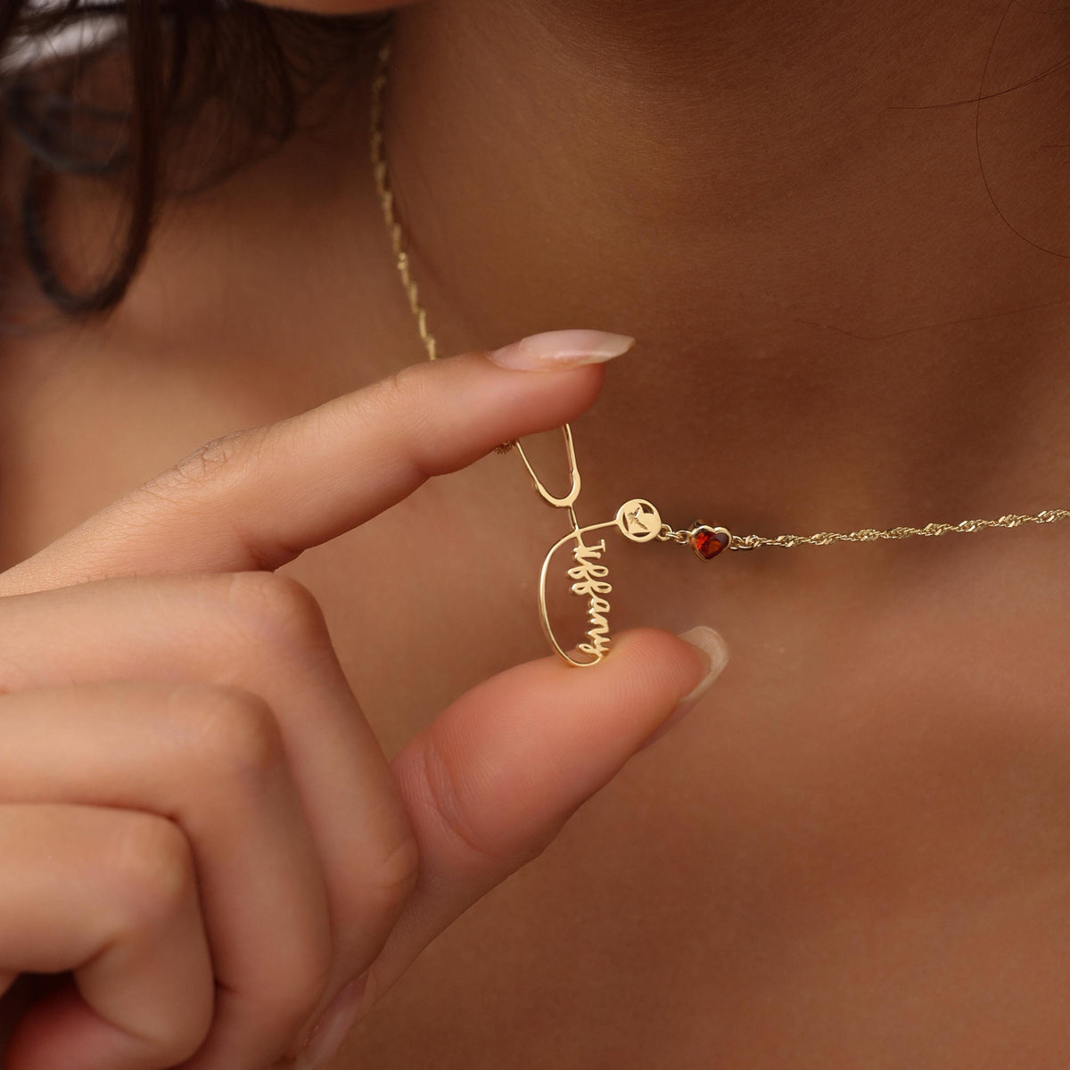 Stethoscope Name Necklace with Singapore Chain — photo 9