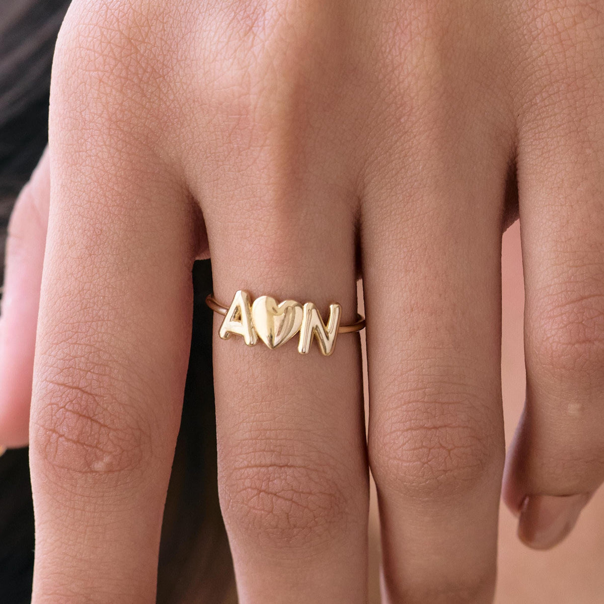 Bubble Letter Initial Ring — photo 1