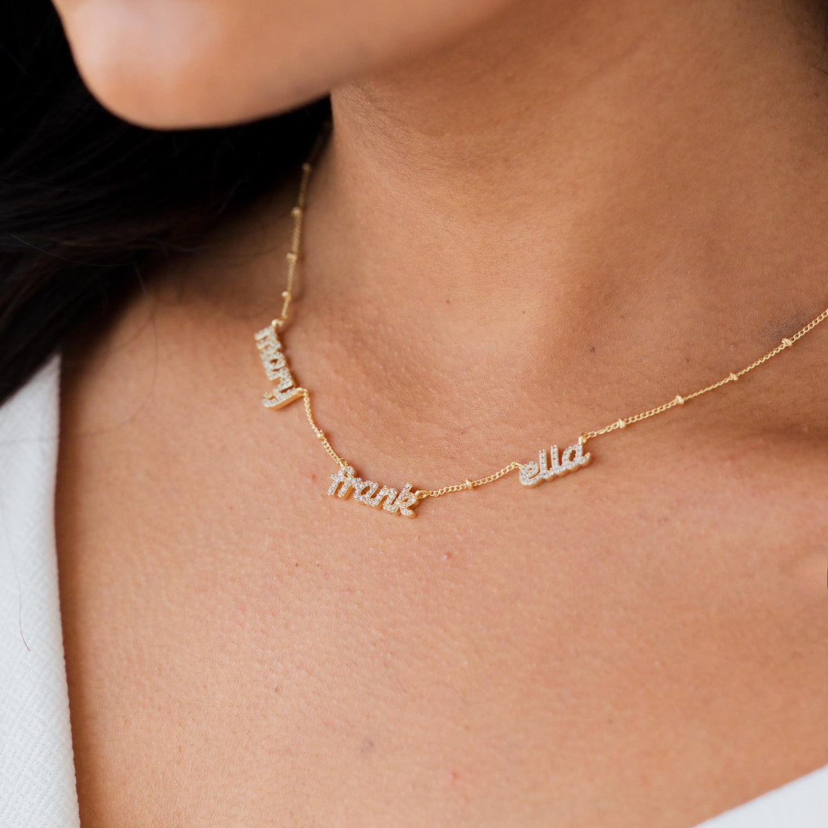 Dainty Multiple Name Necklace, Ball Chain — photo 3