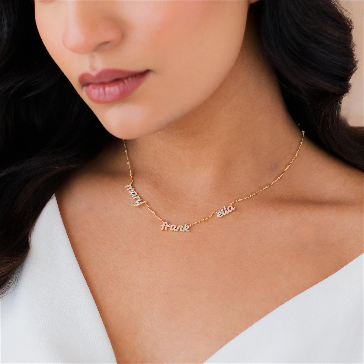 Dainty Multiple Name Necklace, Ball Chain — photo 5