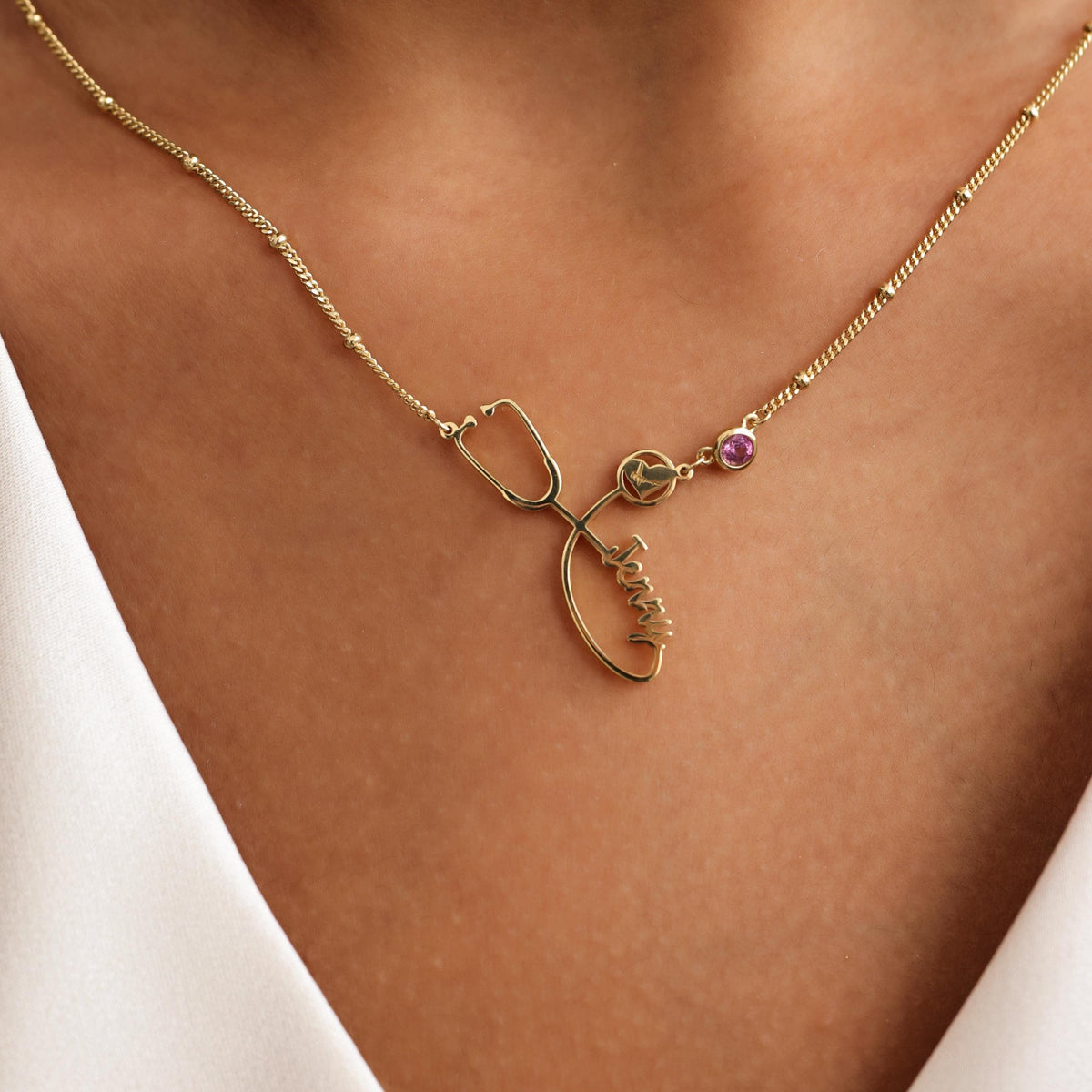 Stethoscope Name Necklace with Ball Chain — photo 7