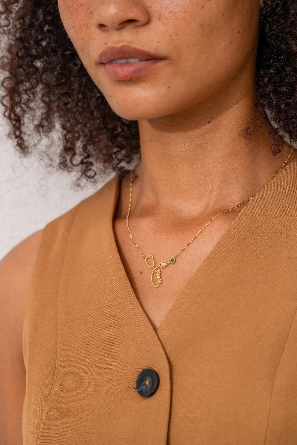 Stethoscope Name Necklace with Figaro Chain — photo 6