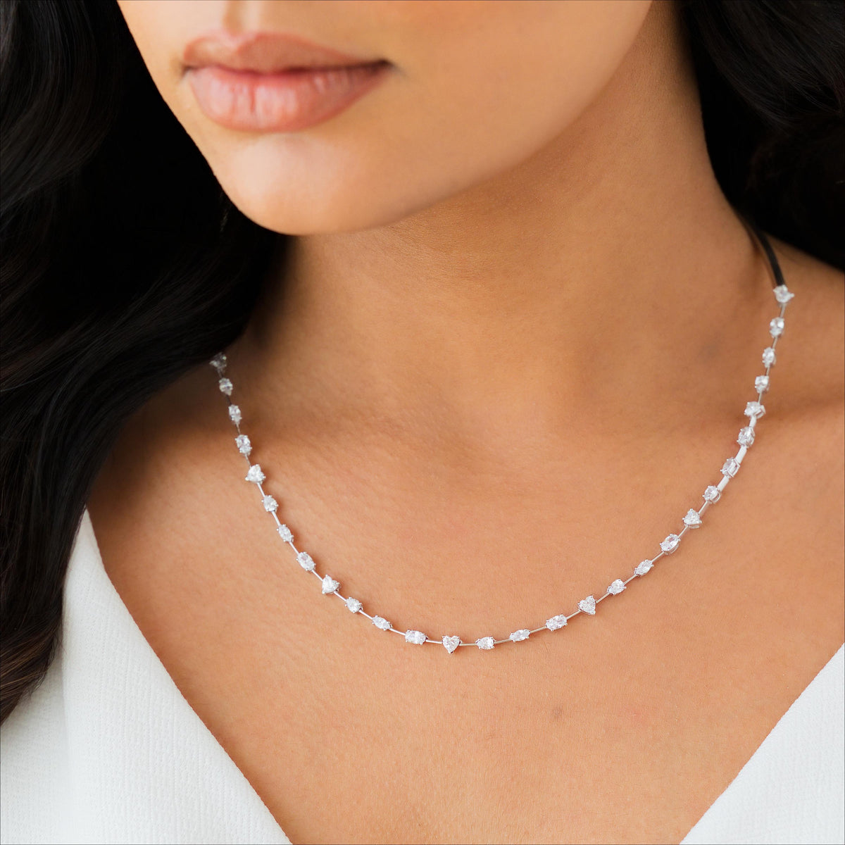 Multi-Shape Half Collar Tennis Necklace
