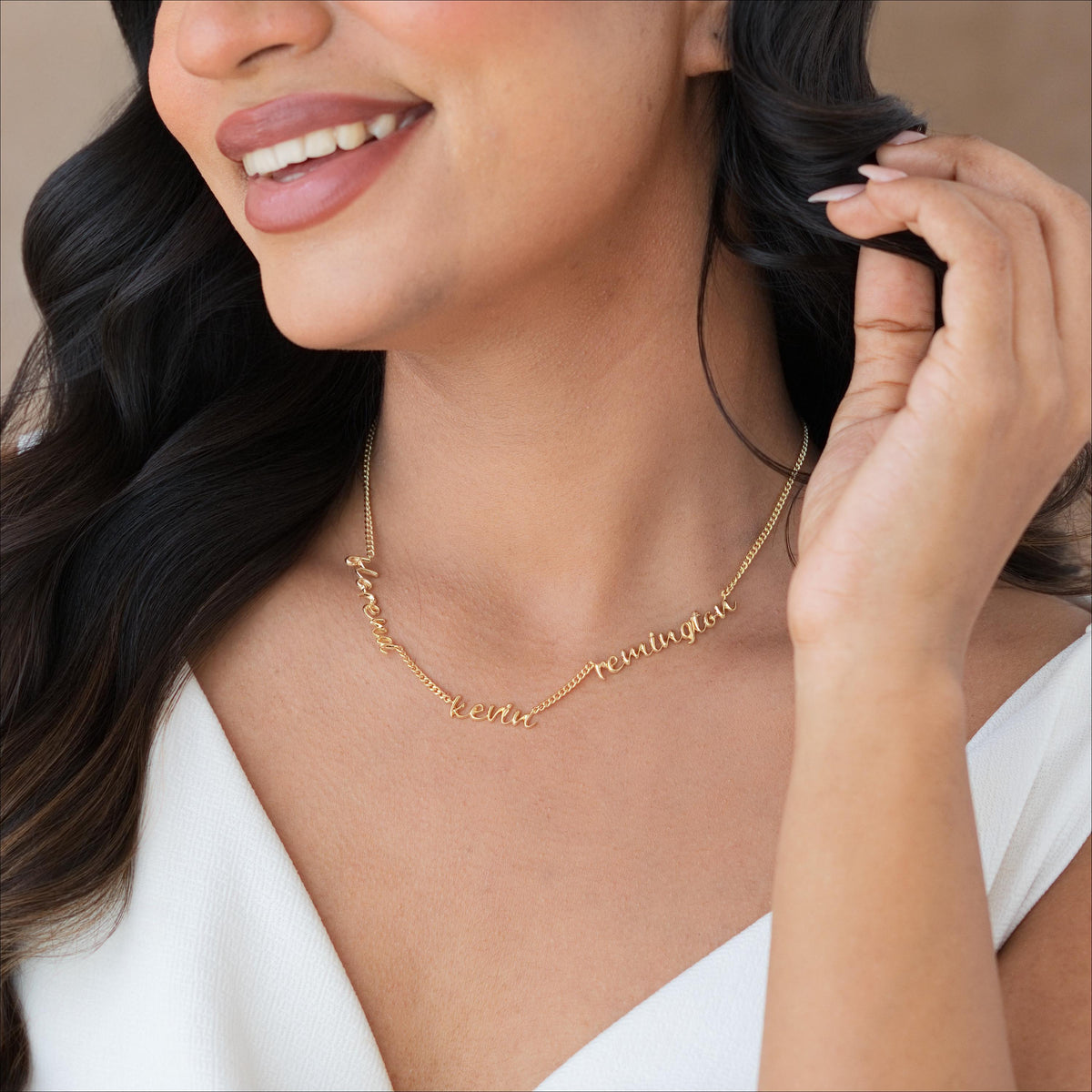 Double Name Necklace, Curb Chain — photo 8