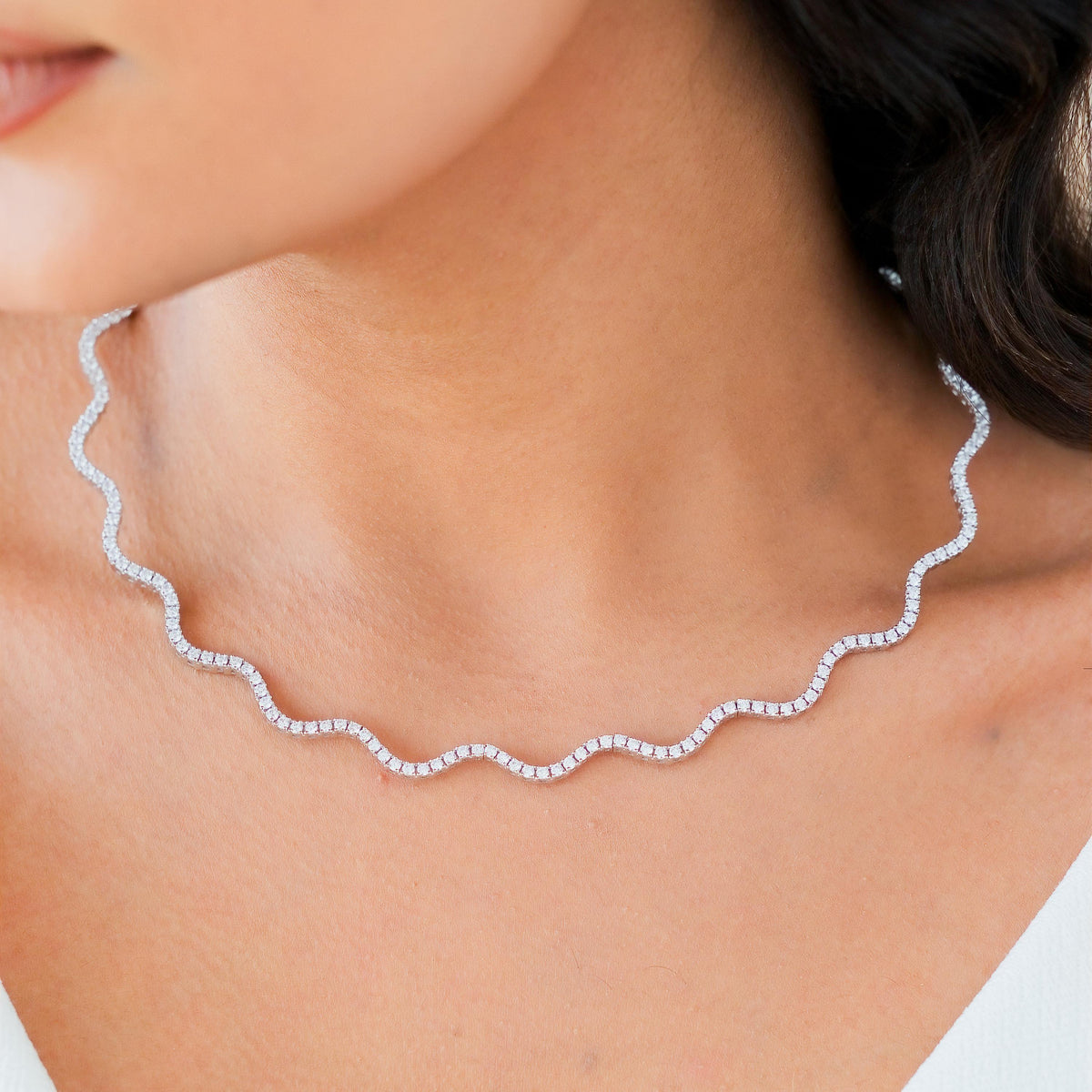 Adjustable Wave Tennis Necklace