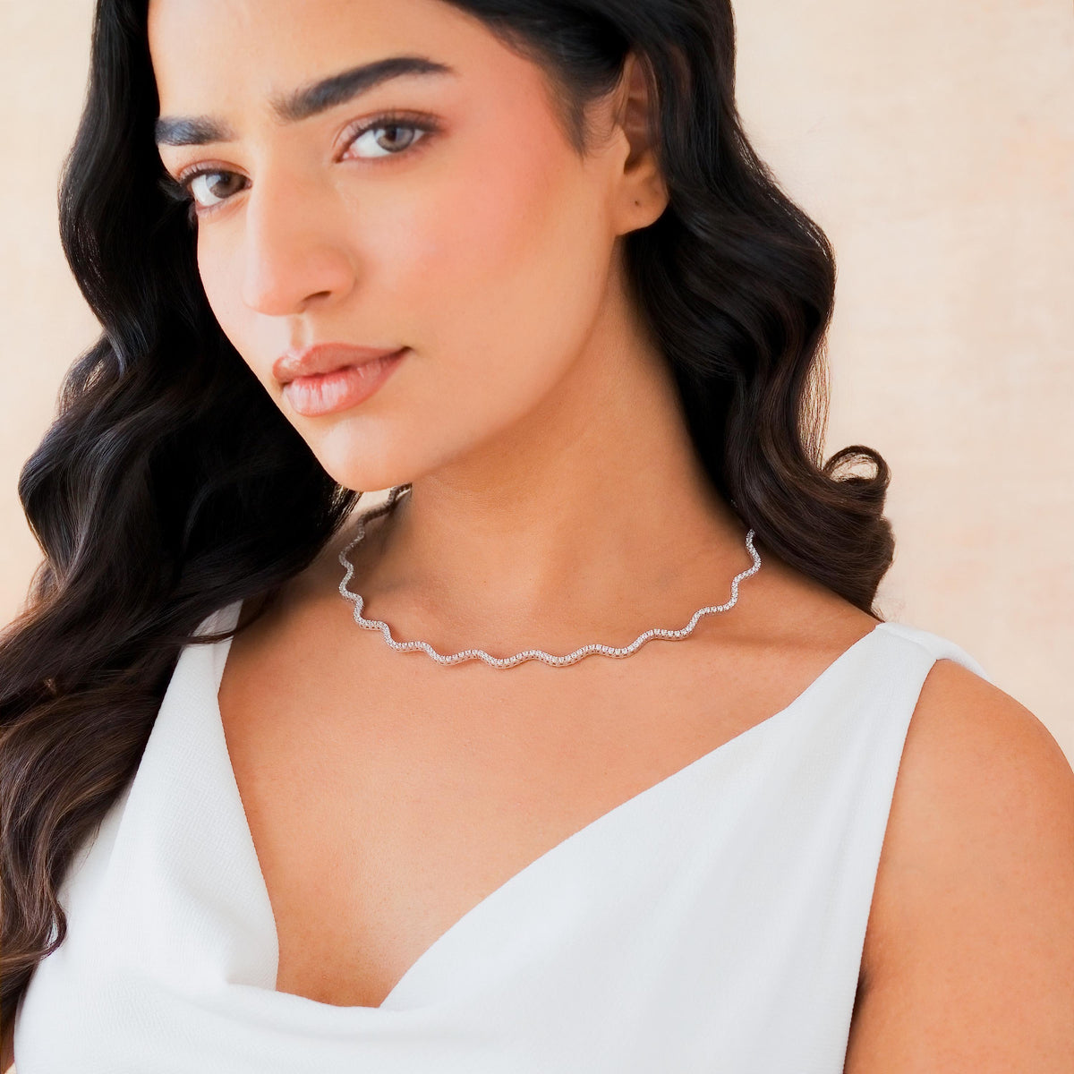 Adjustable Wave Tennis Necklace