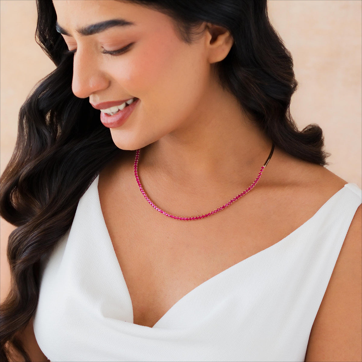 Half Collar Birthstone Tennis Necklace