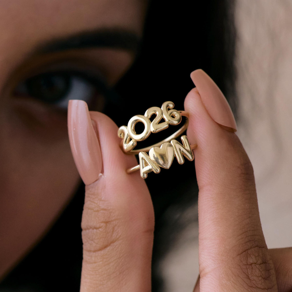 Bubble Letter Initial Ring — photo 12