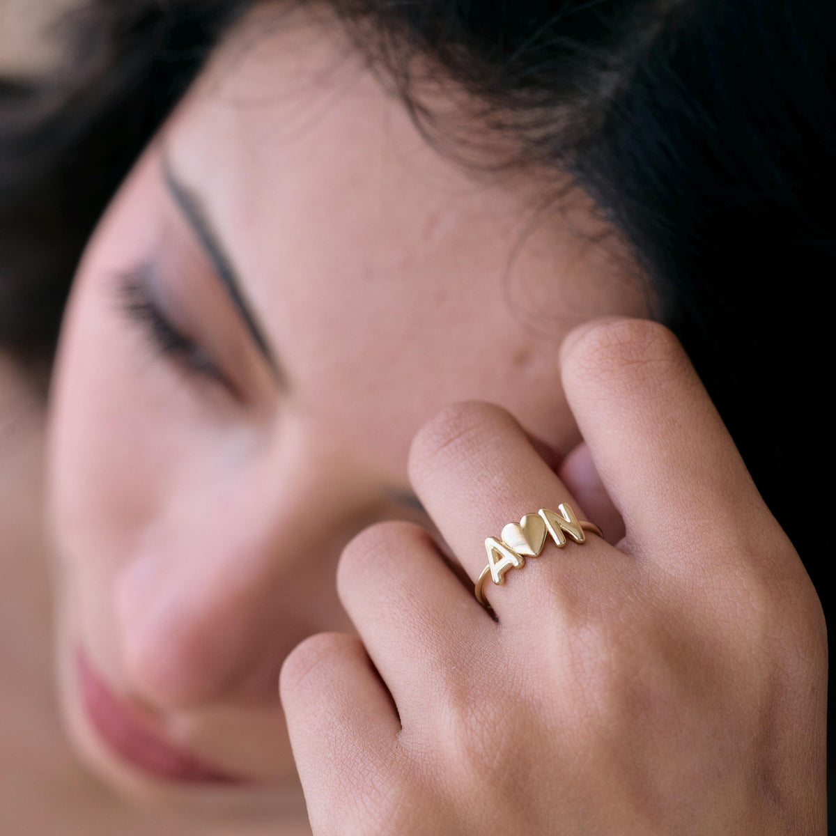 Bubble Letter Initial Ring — photo 16