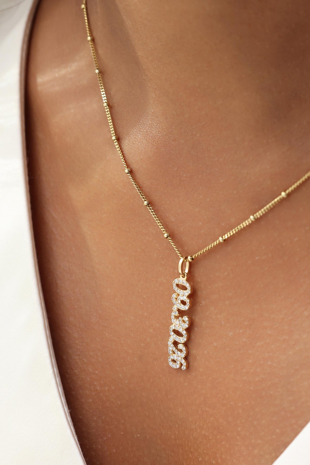 Vertical Pavé Name Necklace — photo 10