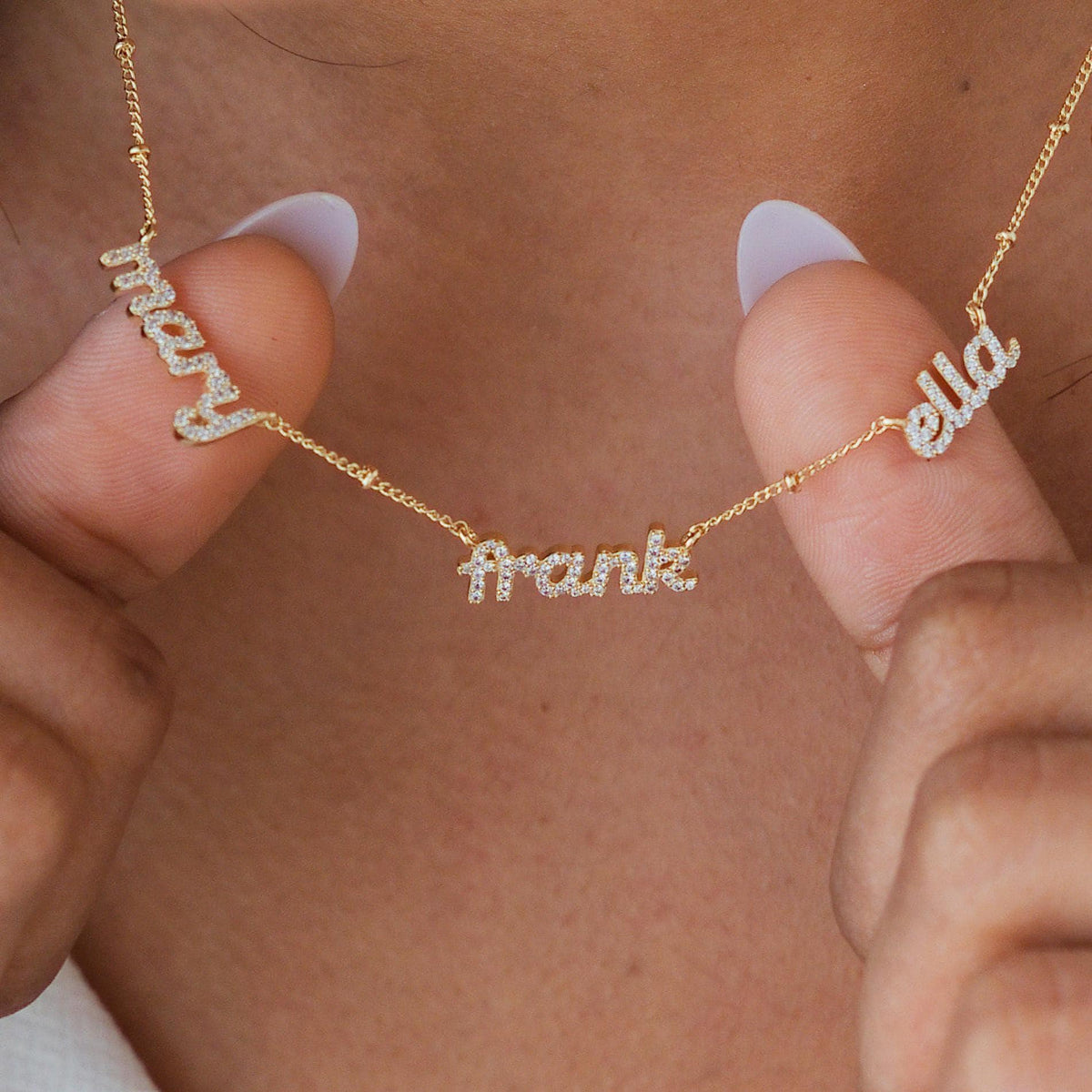 Dainty Multiple Name Necklace, Ball Chain — photo 1