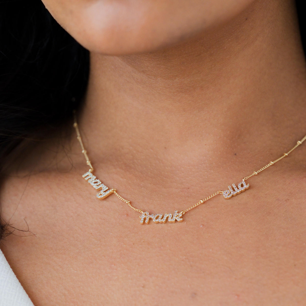Dainty Multiple Name Necklace, Ball Chain — photo 9