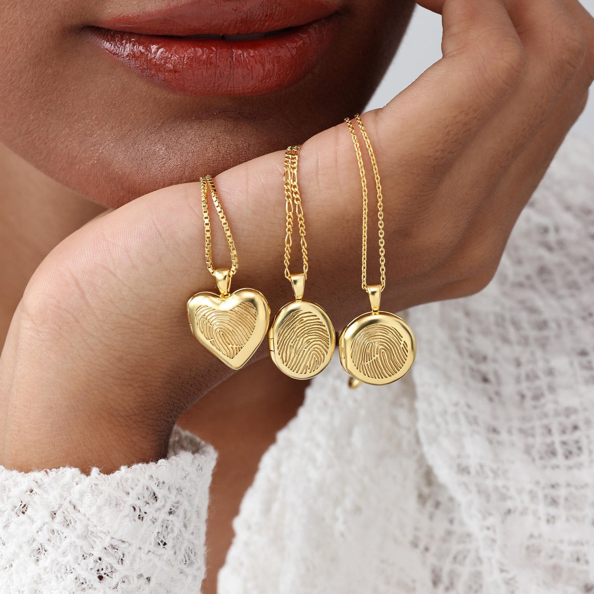 Fingerprint Heart Locket Necklace — photo 3