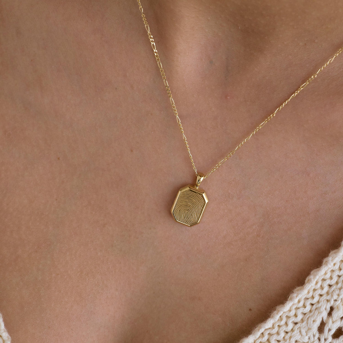 Fingerprint Hexagon Locket Necklace — photo 3
