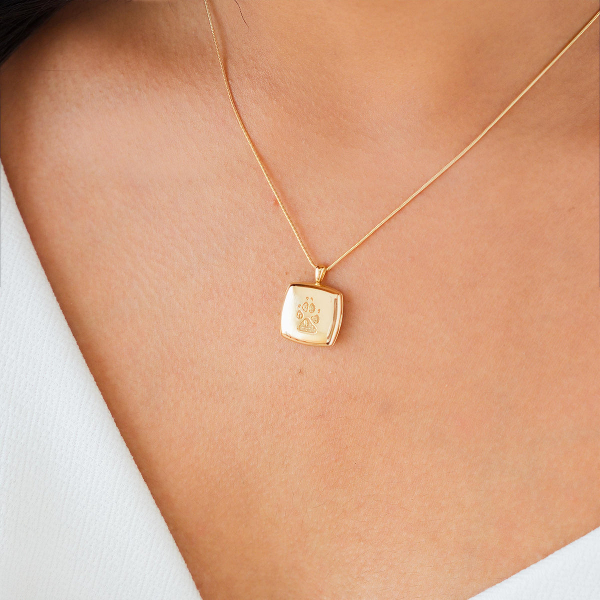 Paw Print Square Locket Necklace — photo 5