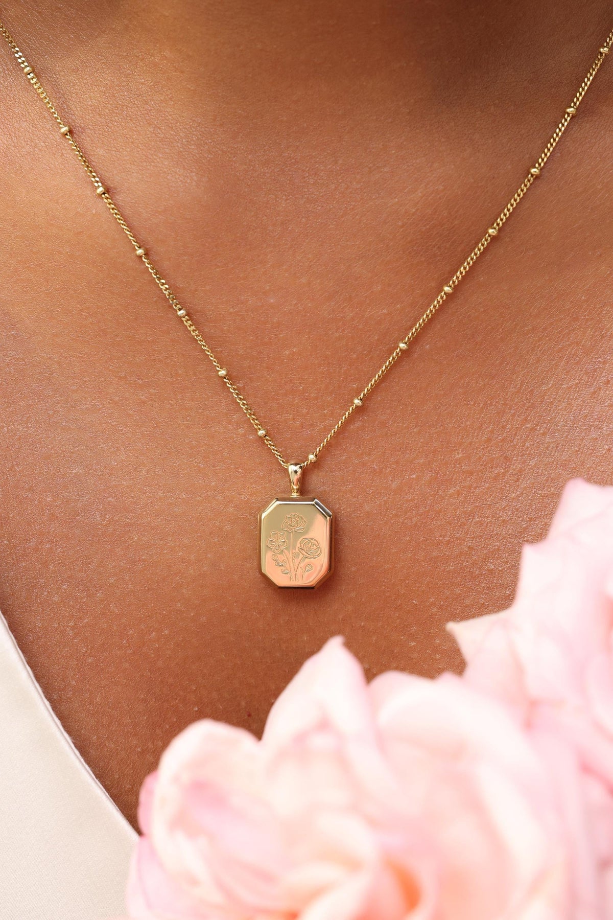 Multiple Birth Flower Hexagon Locket Necklace — photo 2