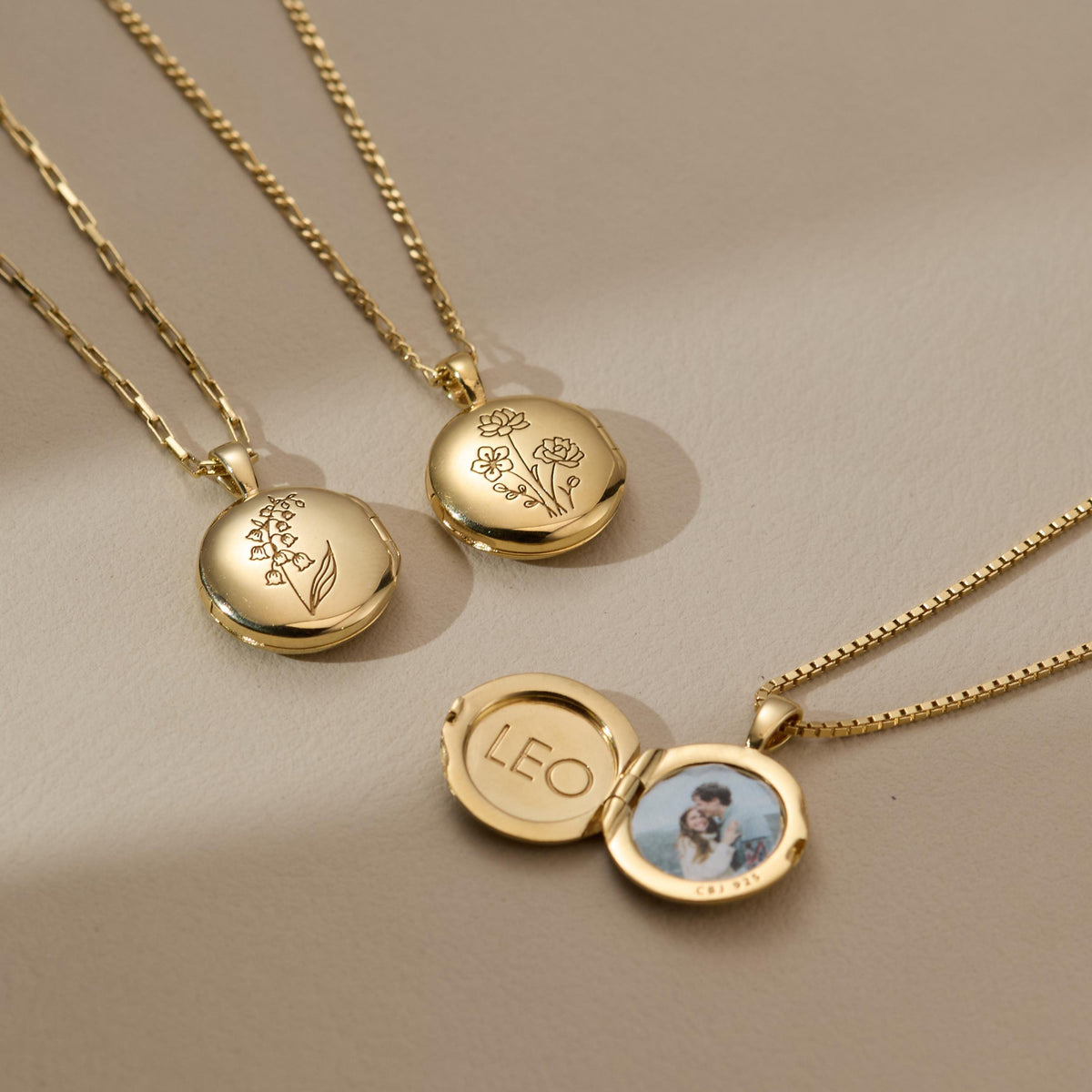Birth Flower Circle Locket Necklace — photo 3