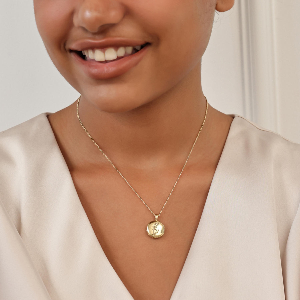 Birth Flower Circle Locket Necklace — photo 2