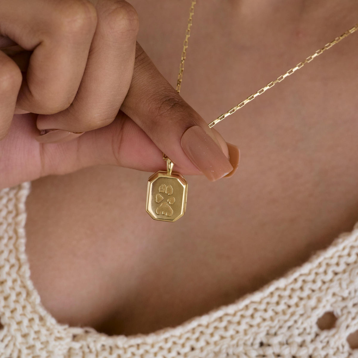 Pet Print Hexagon Locket Necklace — photo 2