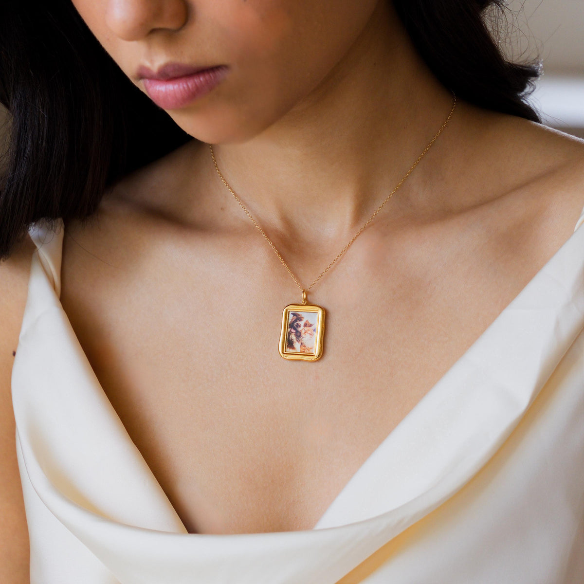 Organic Rectangle Photo Frame Necklace — photo 7