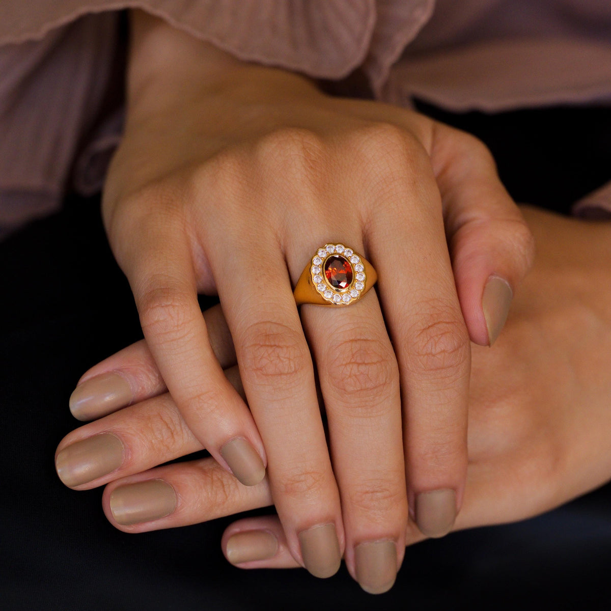 Halo Birthstone Signet Ring — photo 4