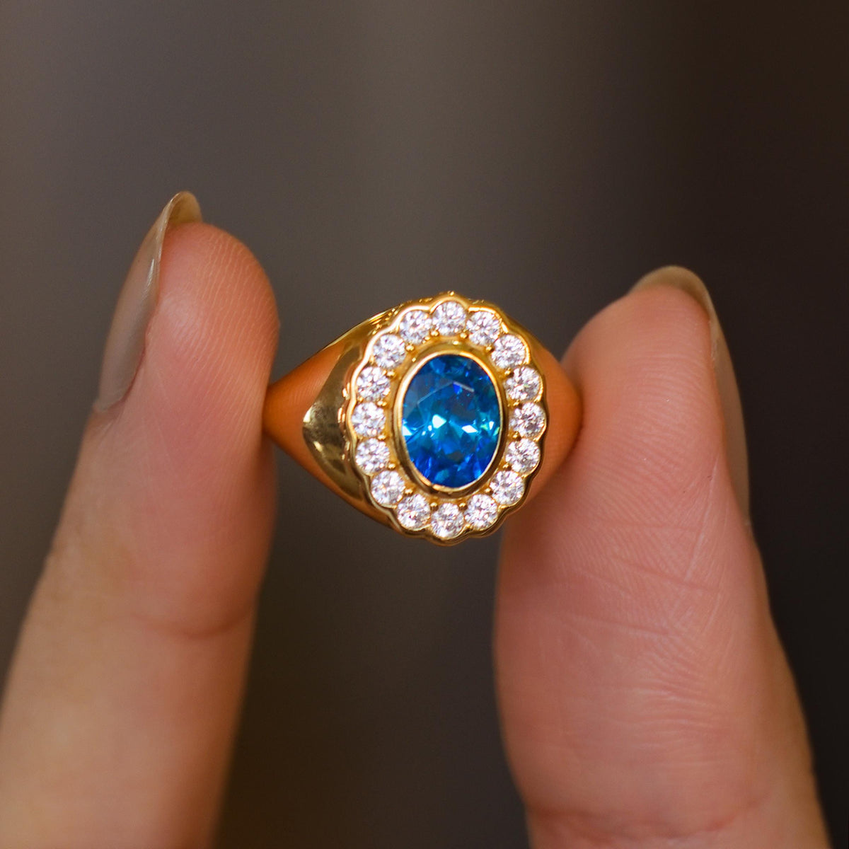 Halo Birthstone Signet Ring — photo 6