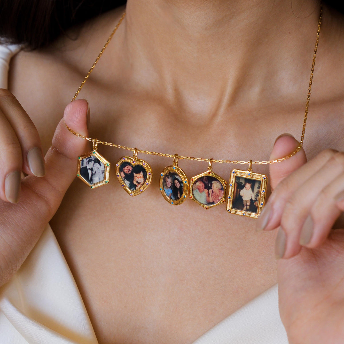 Birthstone Hexagon Photo Frame Necklace — photo 3