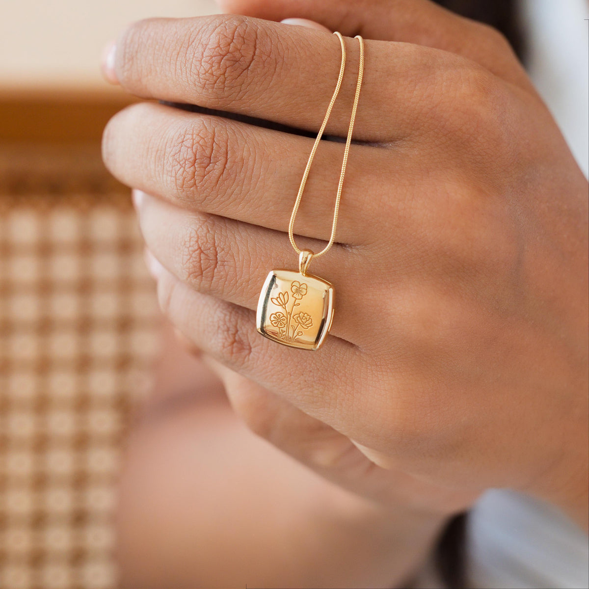 Multiple Birth Flower Square Locket Necklace — photo 2