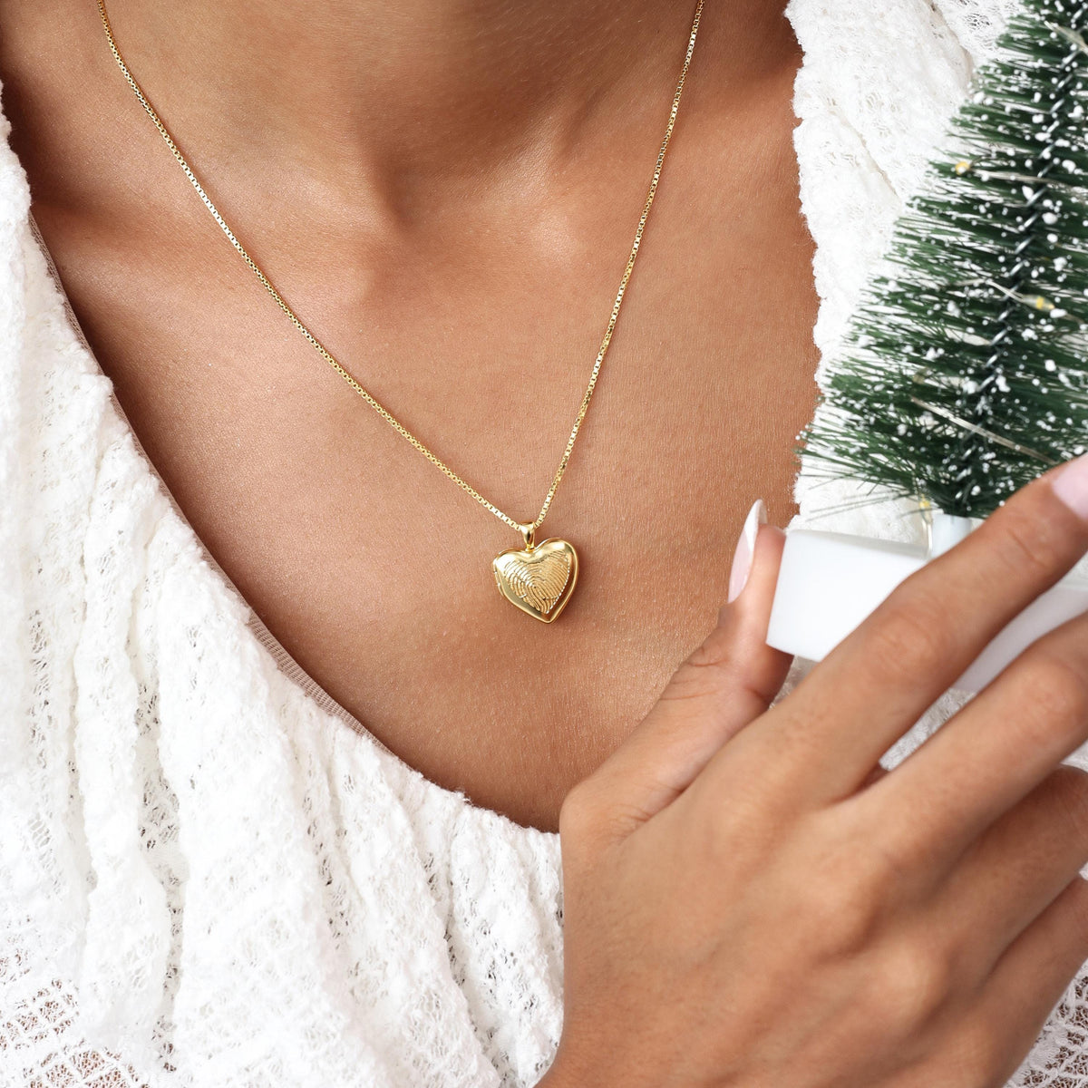 Fingerprint Heart Locket Necklace — photo 1