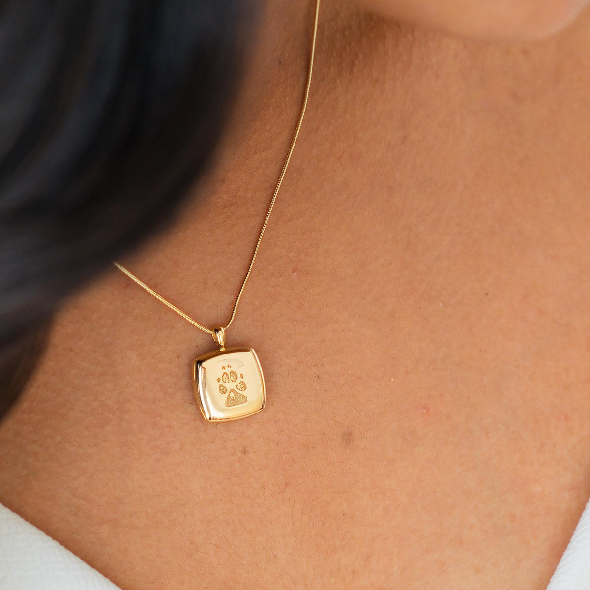 Paw Print Square Locket Necklace — photo 3