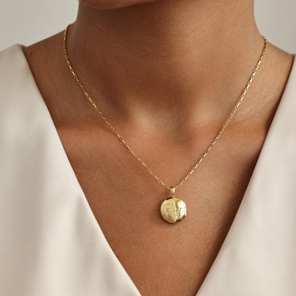 Monogram Circle Locket Necklace — photo 1
