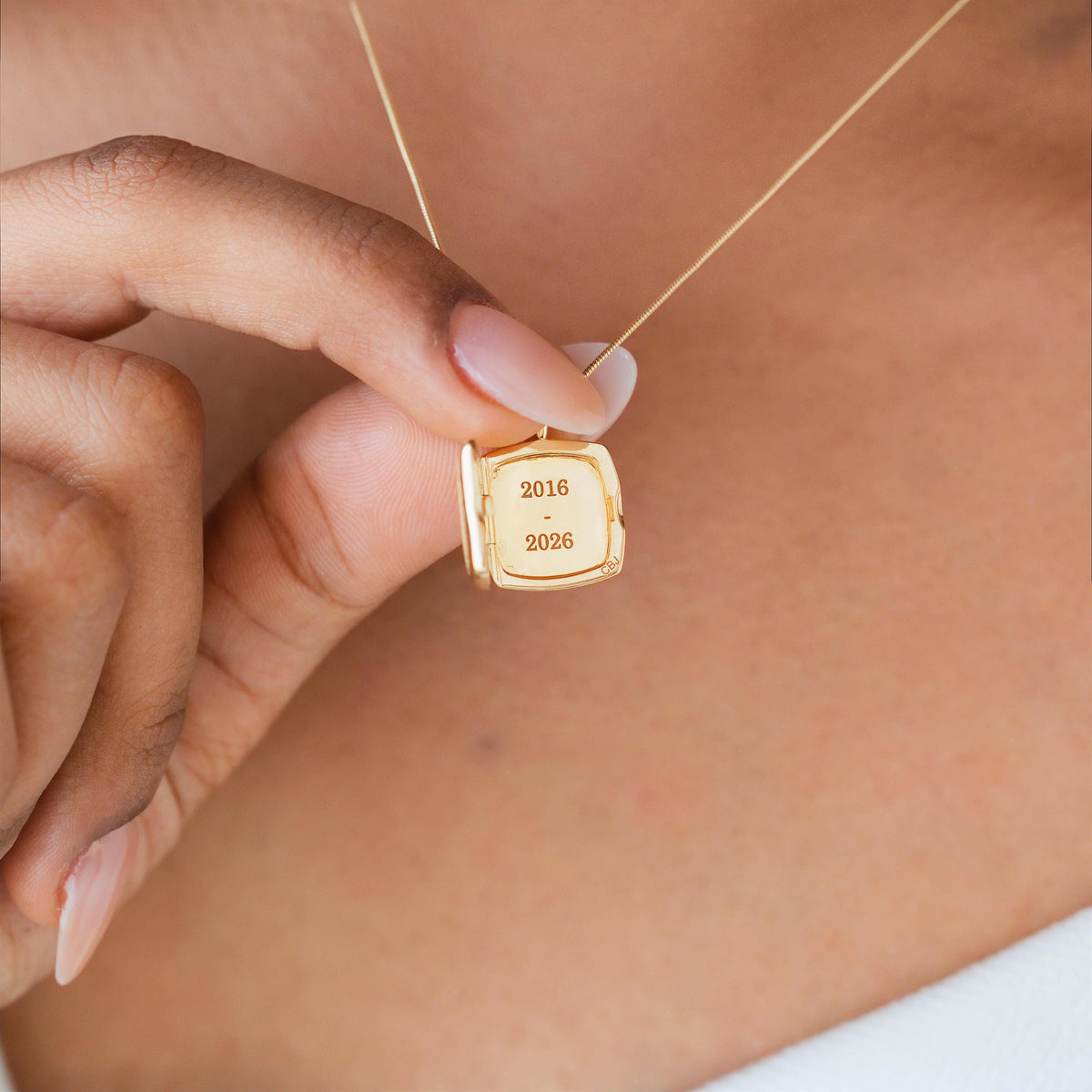 Monogram Square Locket Necklace — photo 5