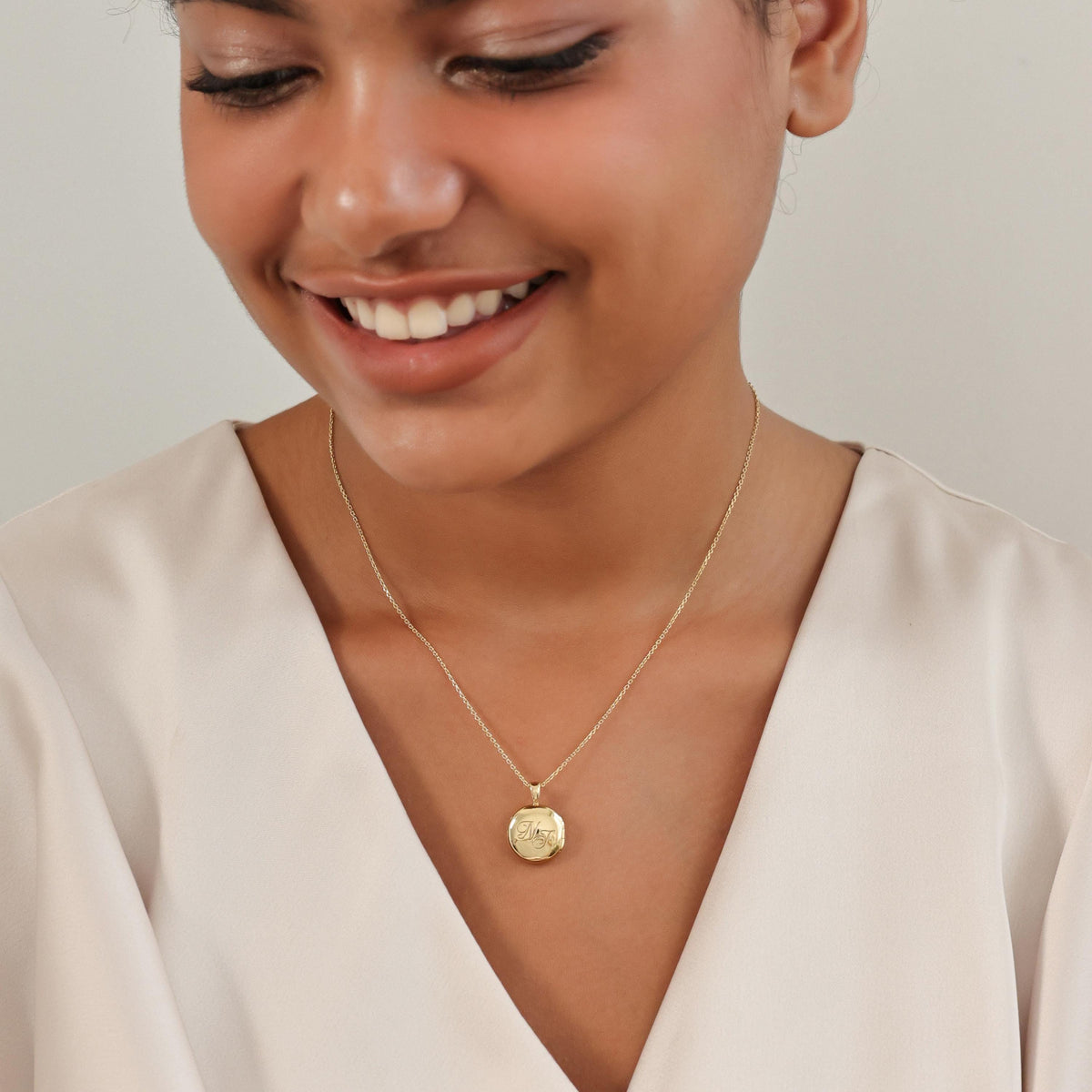 Monogram Circle Locket Necklace — photo 8