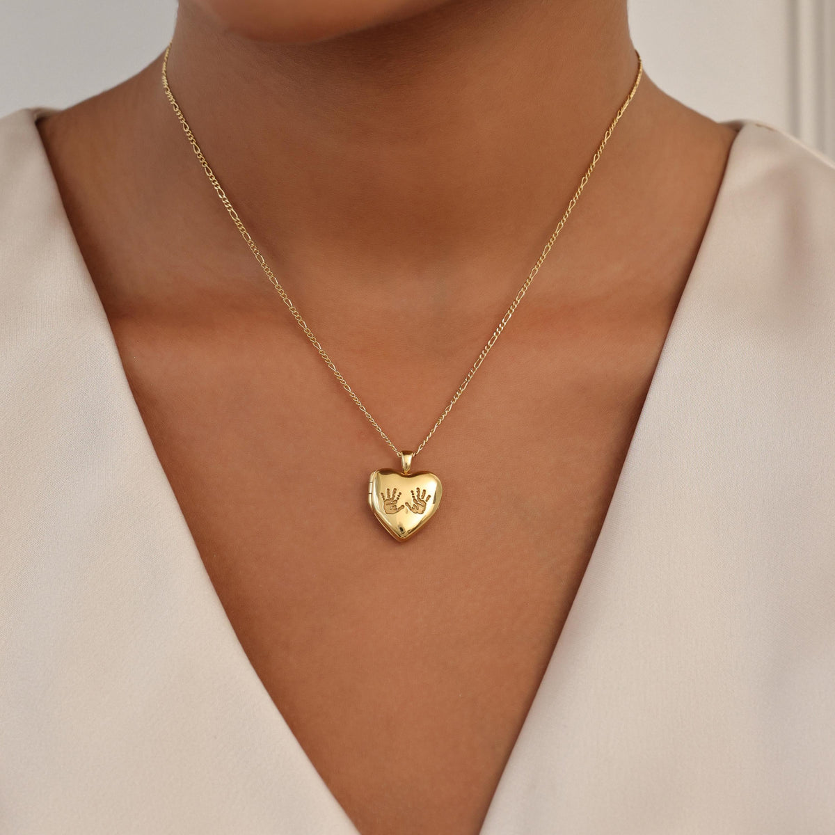 Baby Footprint & Handprint Heart Locket Necklace — photo 2