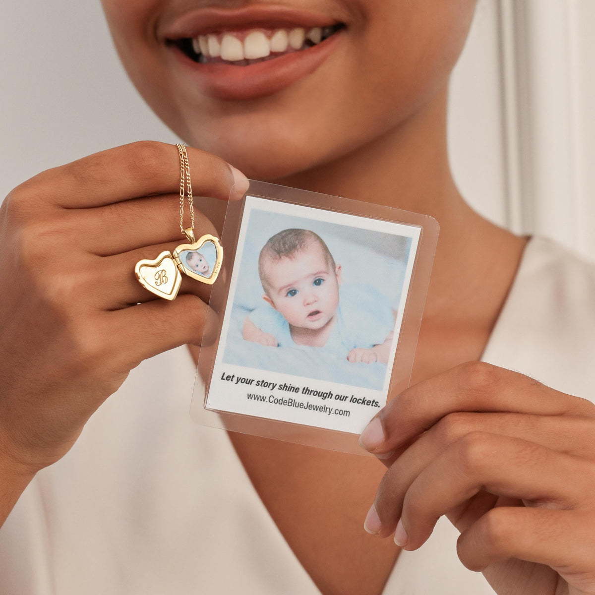 Baby Footprint & Handprint Heart Locket Necklace — photo 4