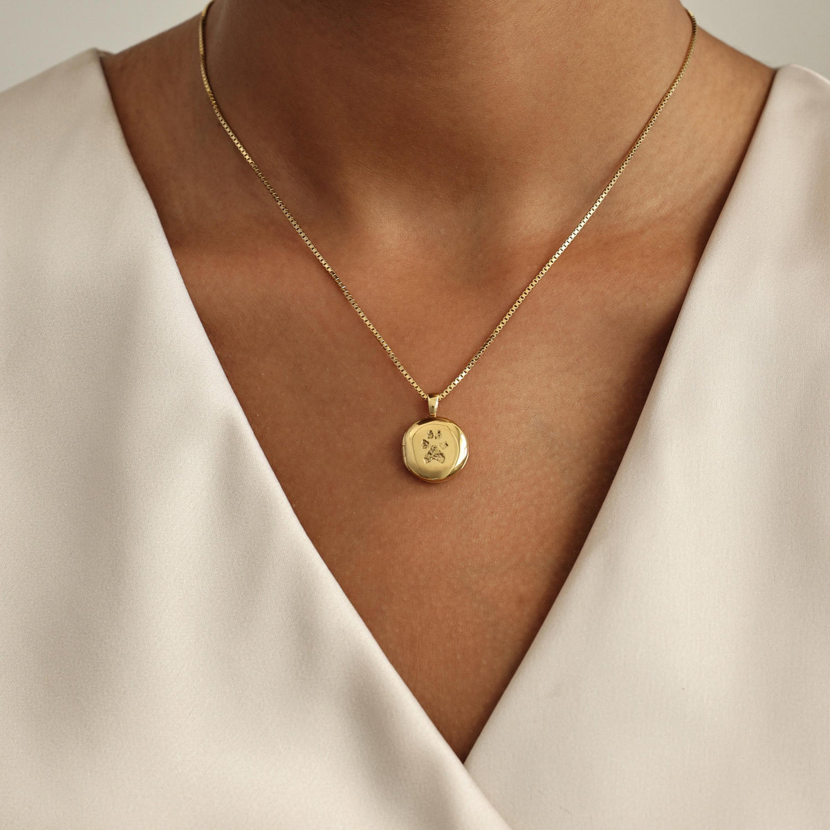Paw Print Circle Locket Necklace — photo 2