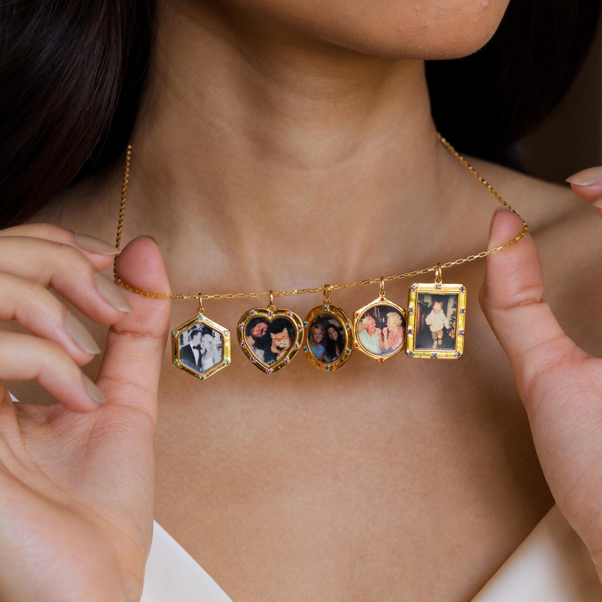 Birthstone Hexagon Photo Frame Necklace — photo 2