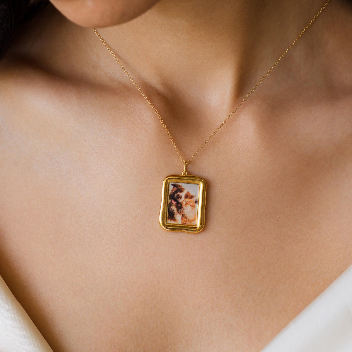 Organic Rectangle Photo Frame Necklace — photo 1